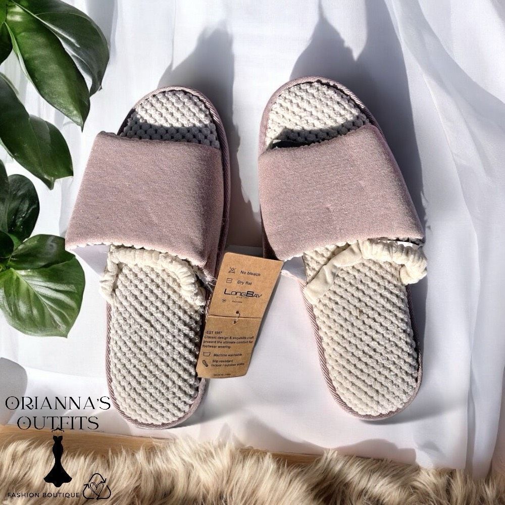🔥4/$25 NEW Longbay Pink Sparkle Glitter Memory Foam Cozy Slippers XL 11/12